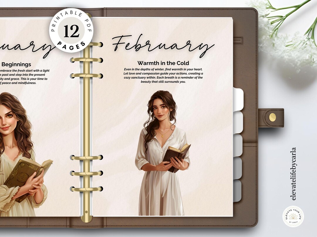 Feminine Monthly Planner Dividers - Inspirational Journal Dashboard Set ...