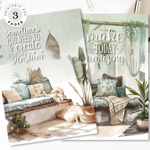 Motivational Planner Dashboard Printable: Boho Sommer, Inspiration Zitat, Deckblatt, Happy & Personal Size, digitales PDF