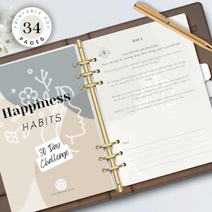 Happiness Habits: Printable Mindfulness Planner for Self-Care, Wellness & Mental Health - Digital Download PDF