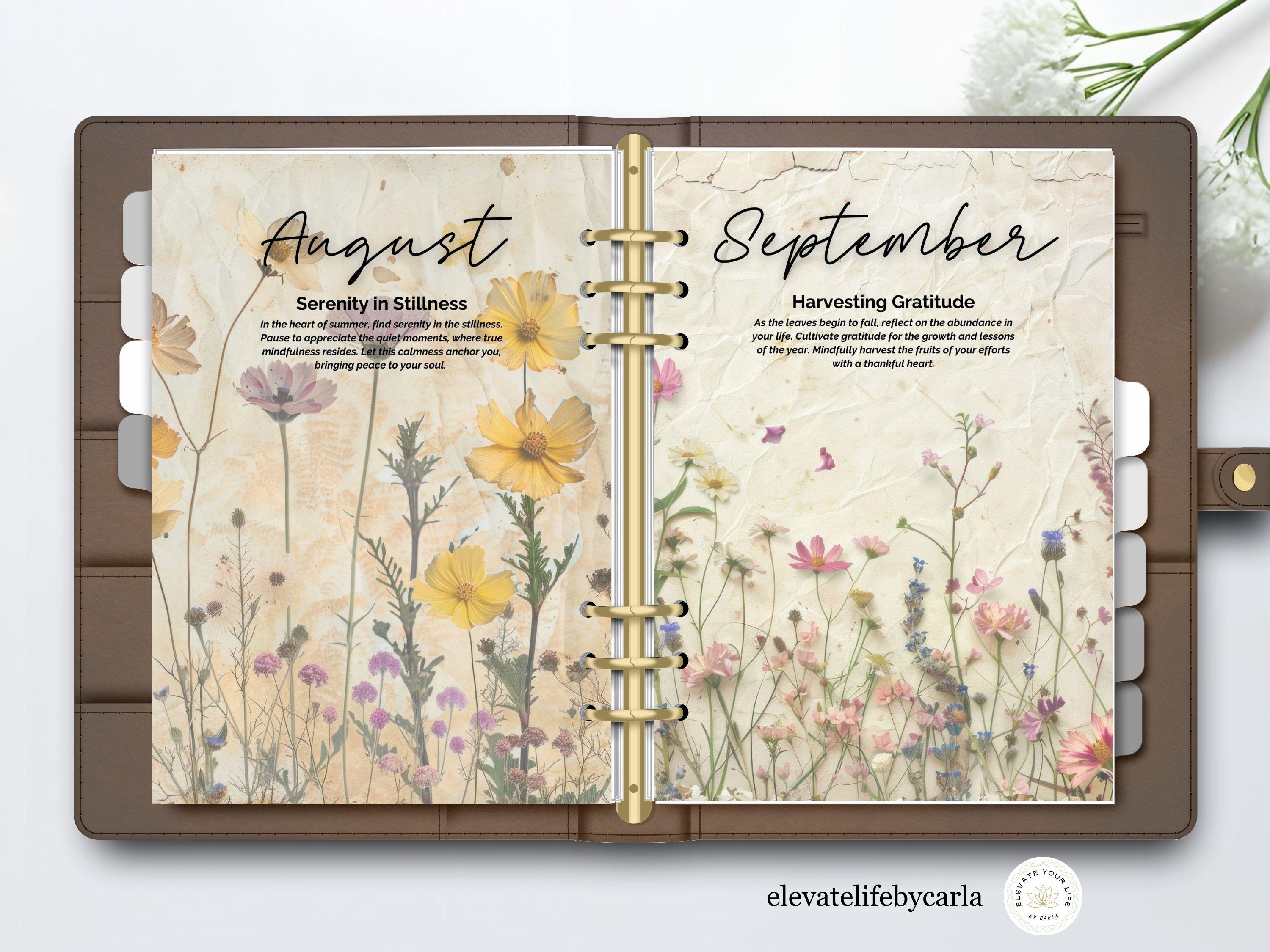 Wildflowers Monthly Planner Dividers - Vintage Journal Dashboard Set ...