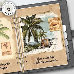 Planificador de verano imprimible, separadores y portadas de diario vintage motivacionales - A5, personal, media carta, planificador clásico alegre