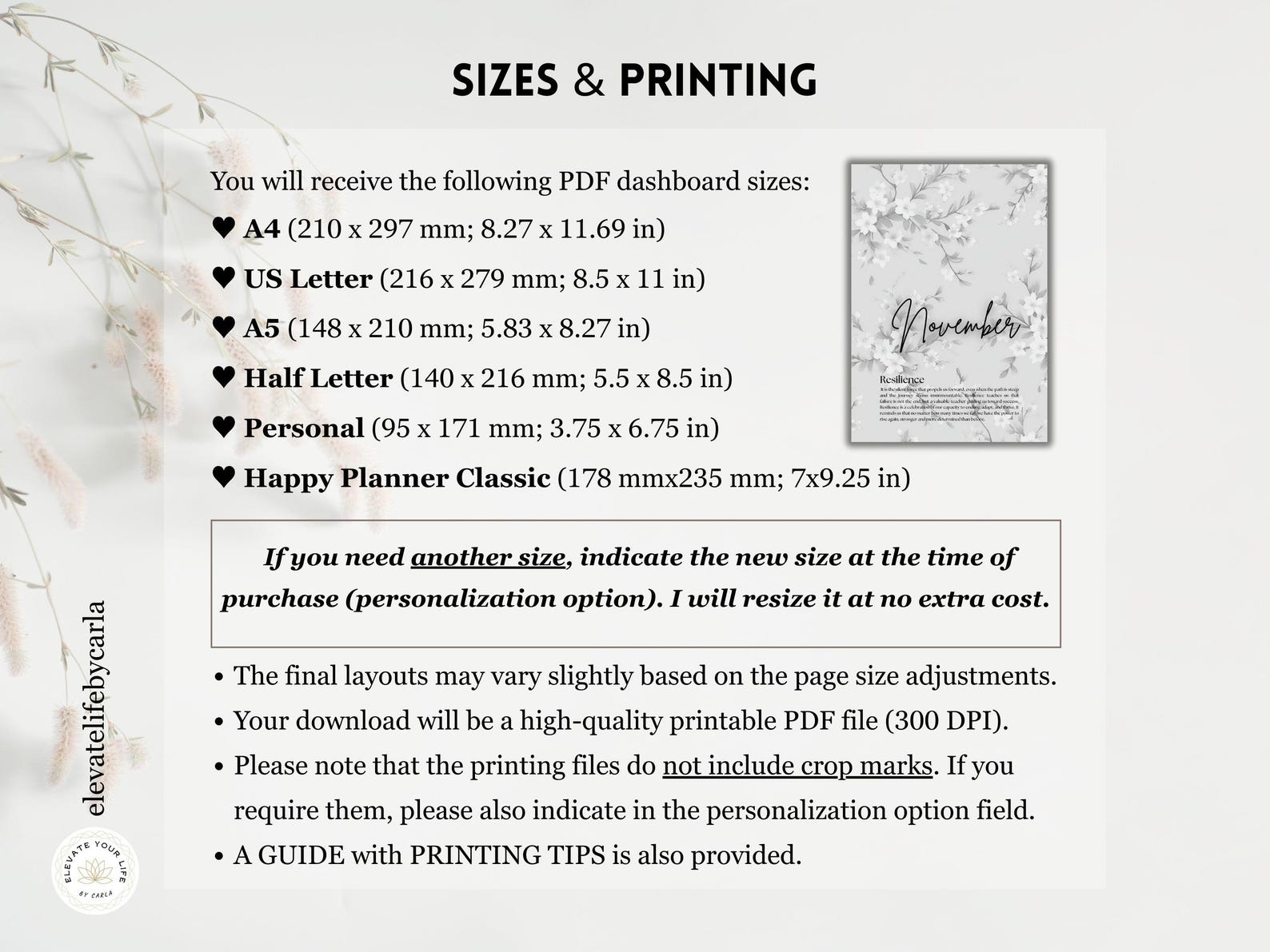 Elegant Monthly Dividers & Planner Inserts - Floral Journal Dashboard ...