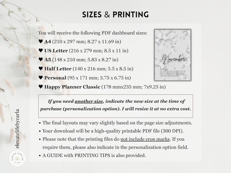 Elegant Monthly Dividers & Planner Inserts - Floral Journal Dashboard ...