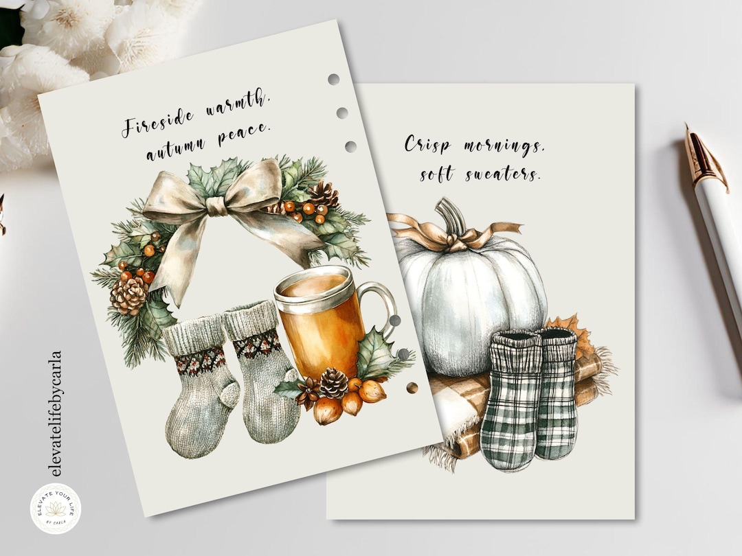 Cozy Moments Planner Dashboard Printable - Warm Fall Journal Dividers ...