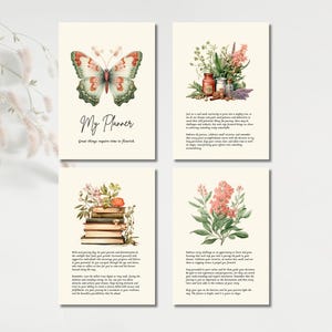 Beautiful botanical planner dividers with aesthetic spring flowers and positive quotes, perfect for journaling and decor.