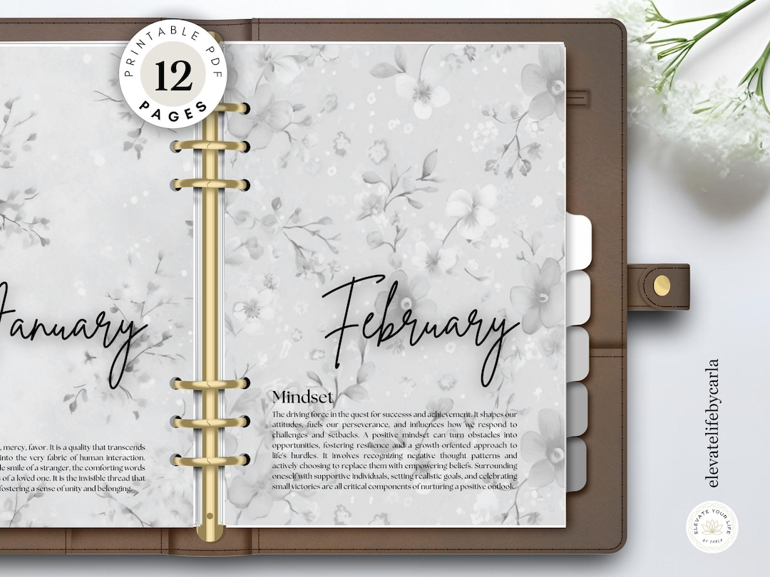 Elegant Monthly Dividers & Planner Inserts - Floral Journal Dashboard ...