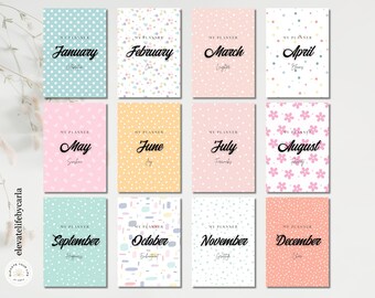 Colorful Monthly Dividers Printable - Planner Dashboards & Cover Pages - Digital Download PDF