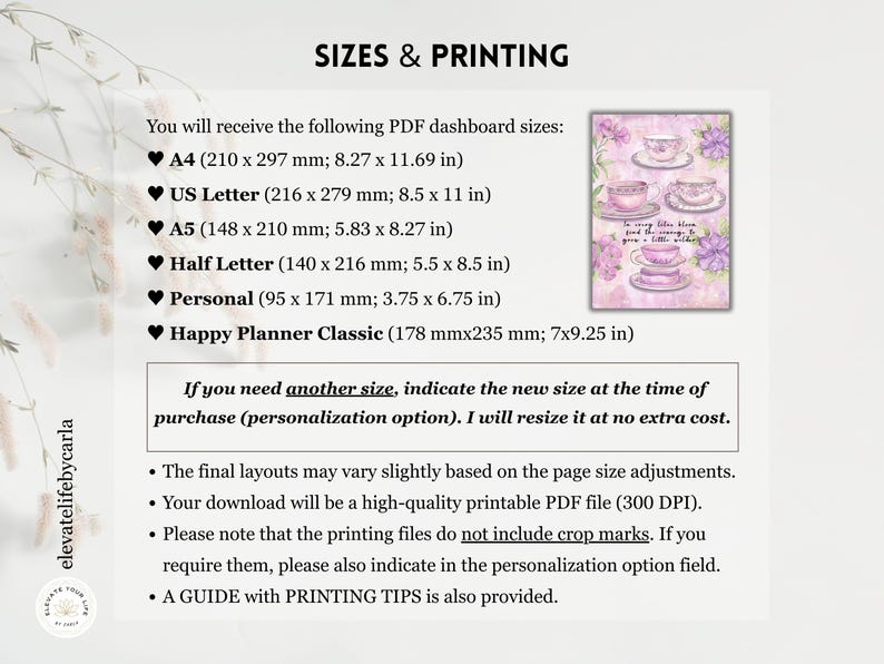 Lilac Garden Planner Dashboard Set - Printable Coquette Cover Pages ...