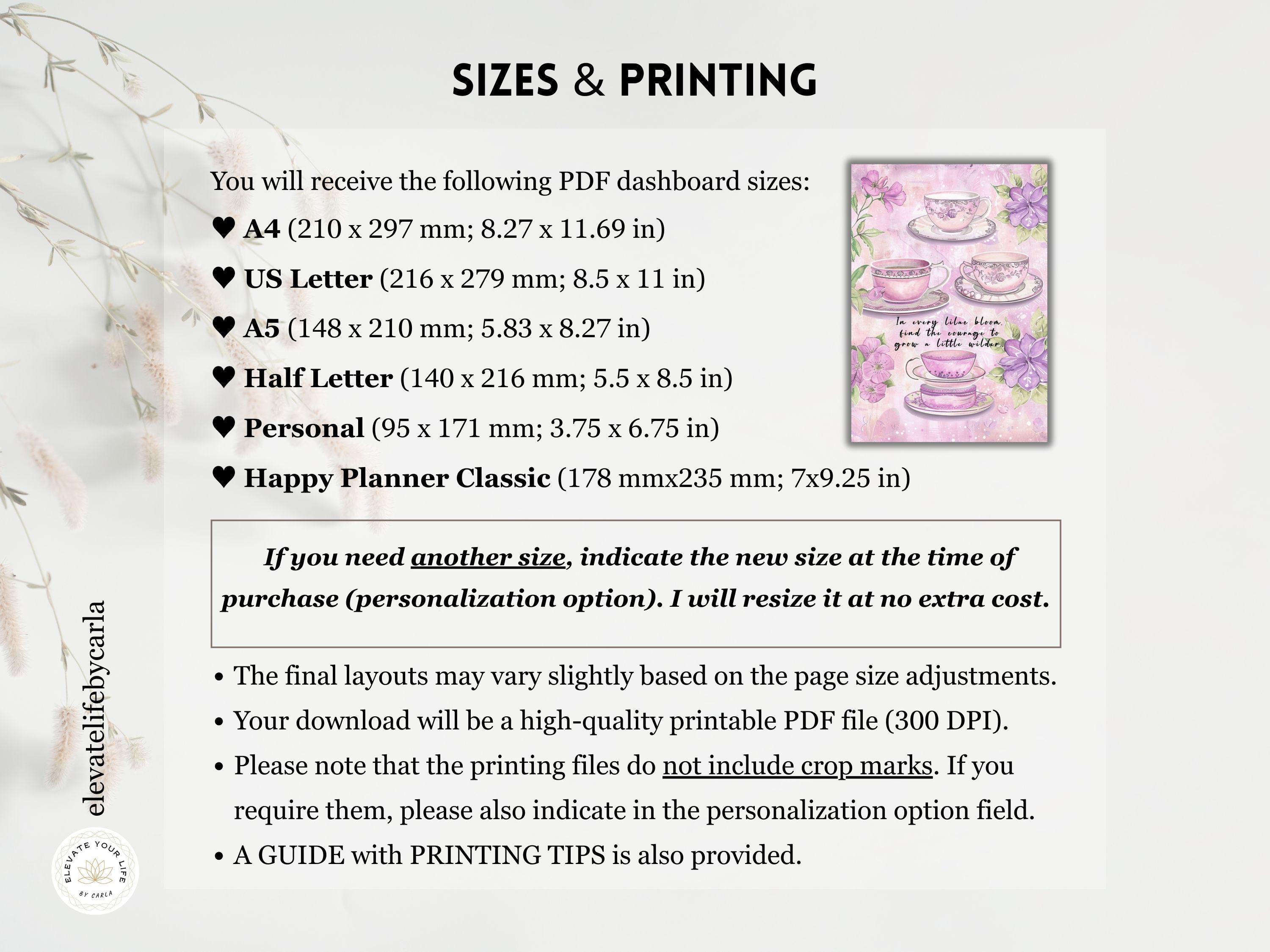 Lilac Garden Planner Dashboard Set - Printable Coquette Cover Pages ...