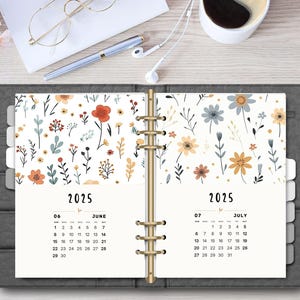 2025 Boho Monatskalender zum Ausdrucken - Botanischer Schreibtisch Agenda mit monatlichen Teilern - Digitaler Download PDF