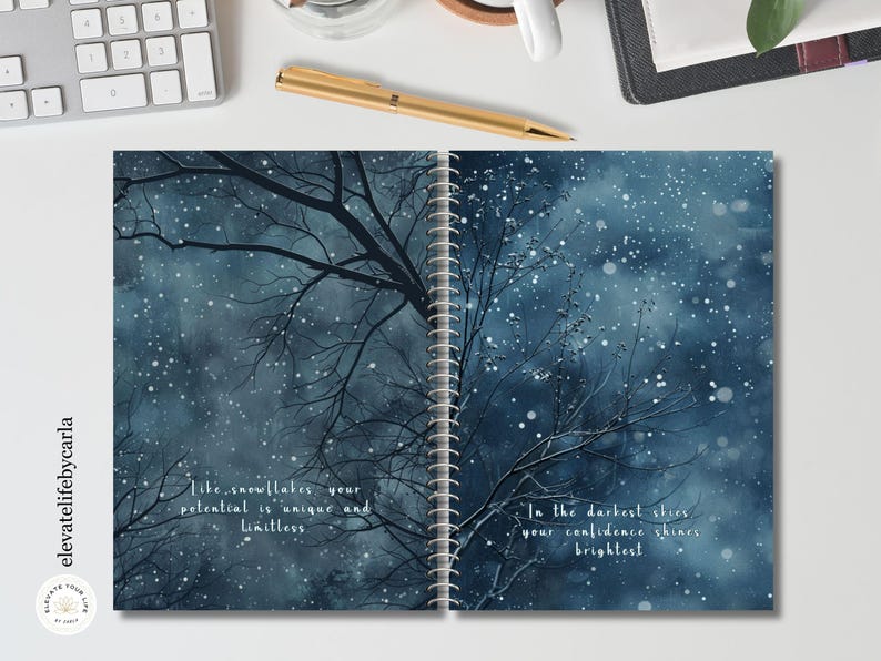Blue Night Planner Dashboard Printable, Winter Journal Dividers & Cover ...
