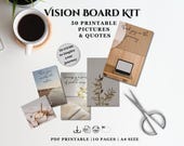 Dream Board Supplies Set - 50 Vision Board Printables Kit - Manifestation Journal - Neutral Aesthetic Desk Decor - Instant Download PDF