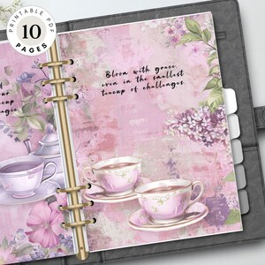 Gartenplaner Dashboard Printable, Lilac Journal Dividers & Cover Seiten mit Inspiration Zitate | A5, Personal size, Happy Classic