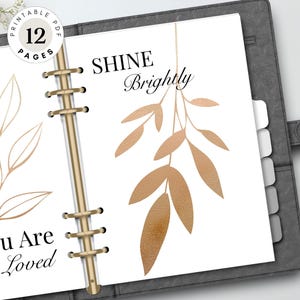 Goldenes Planner Dashboard Printable, Floral Journal Dividers & Cover Seiten mit inspirierenden Zitaten | A5 Inserts, Personal size, Happy Classic