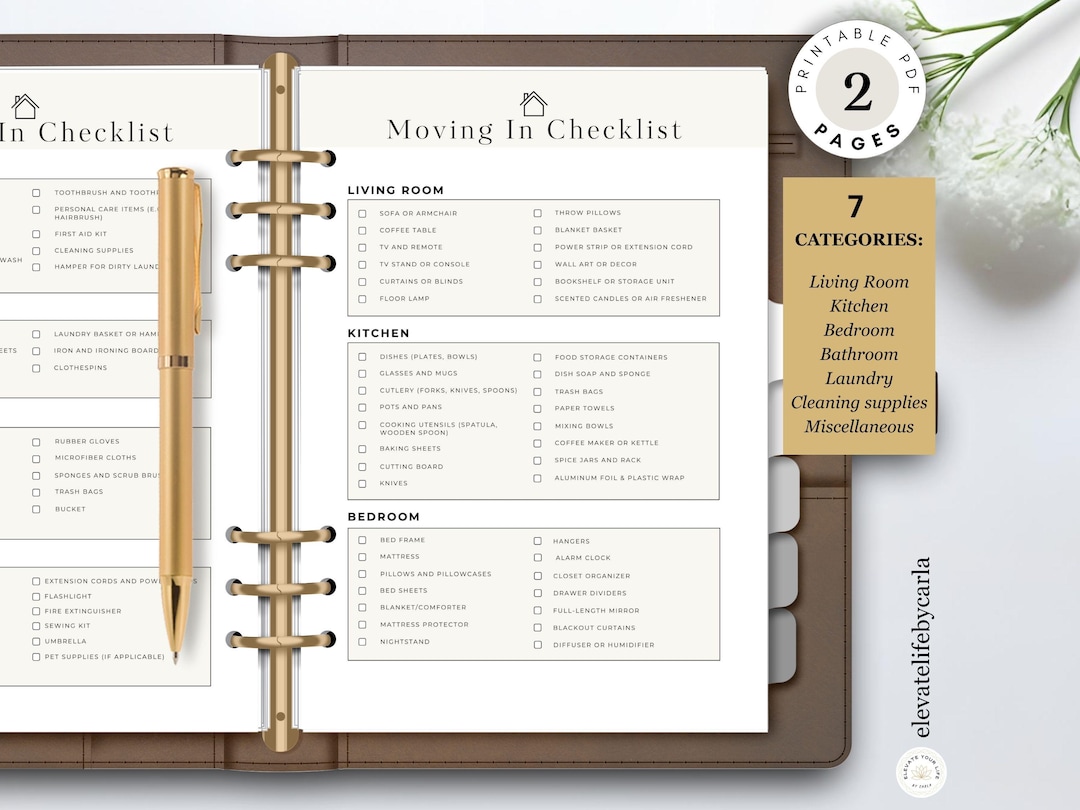 Moving Checklist Printable | New Home Essentials List | First Apartment ...