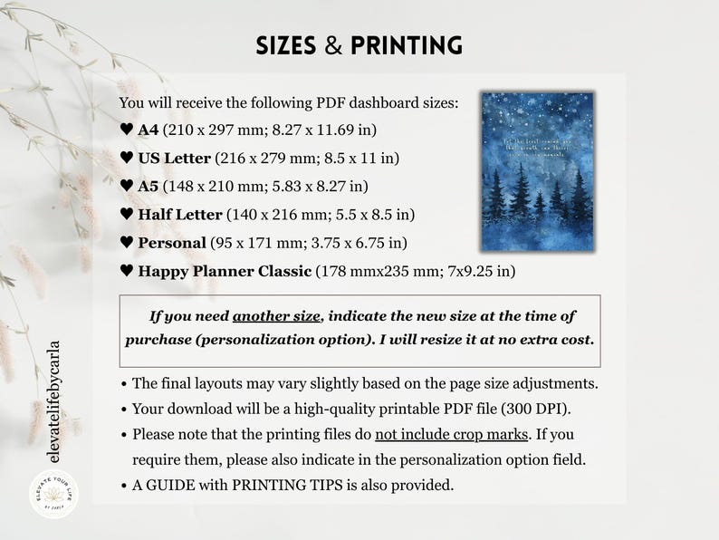 Blue Night Planner Dashboard Printable, Winter Journal Dividers & Cover ...