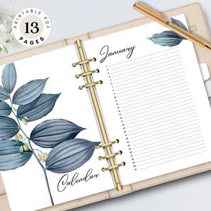 Botanical Perpetual Calendar Printable - Undated Monthly Planner Inserts - Birthday List & Cover Page - Digital Download PDF
