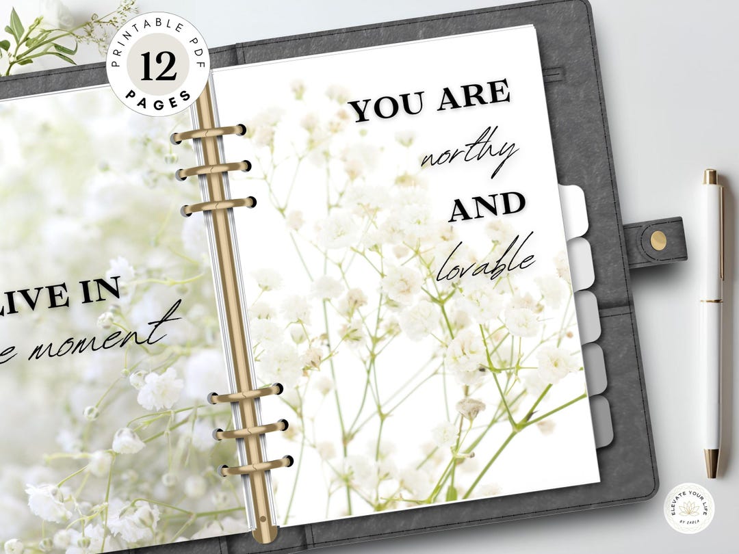 Printable Planner Dashboard | White Floral Accessories & Dividers ...
