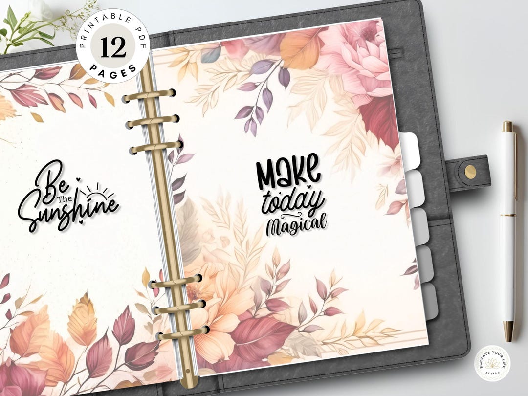 Floral Planner Dashboard Printable: Vintage Fall Journal Dividers ...