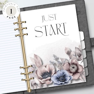 Just Start - Motivationsplaner Dashboard druckbar, einseitiger Journalteiler und Deckblatt | A5, Personal, Happy Classic, Taschenformat