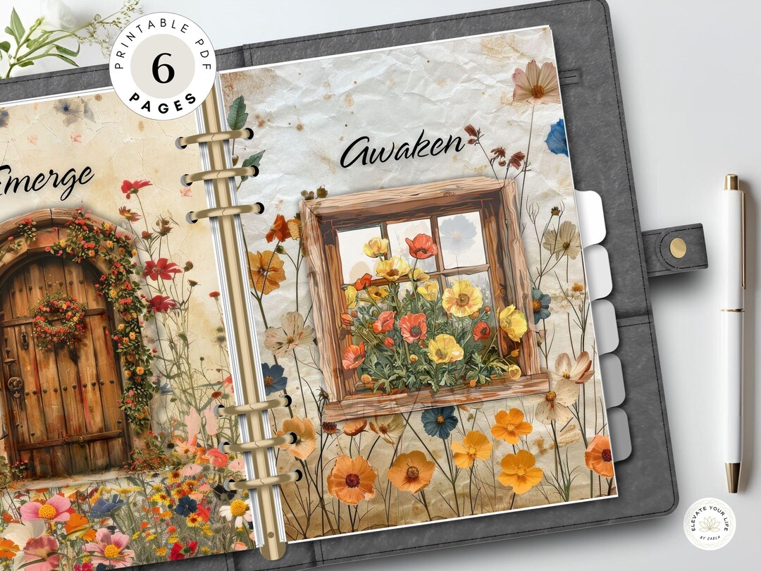 Rustic Spring Planner Dashboard Bundle | Floral Journal Dividers ...