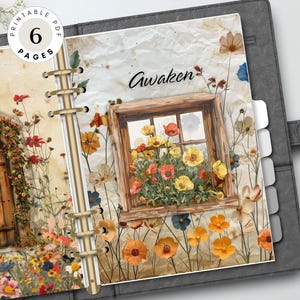 Planificador de primavera imprimible, separadores de diario rústicos y portadas con citas motivacionales / A5, tamaño personal, Happy Classic