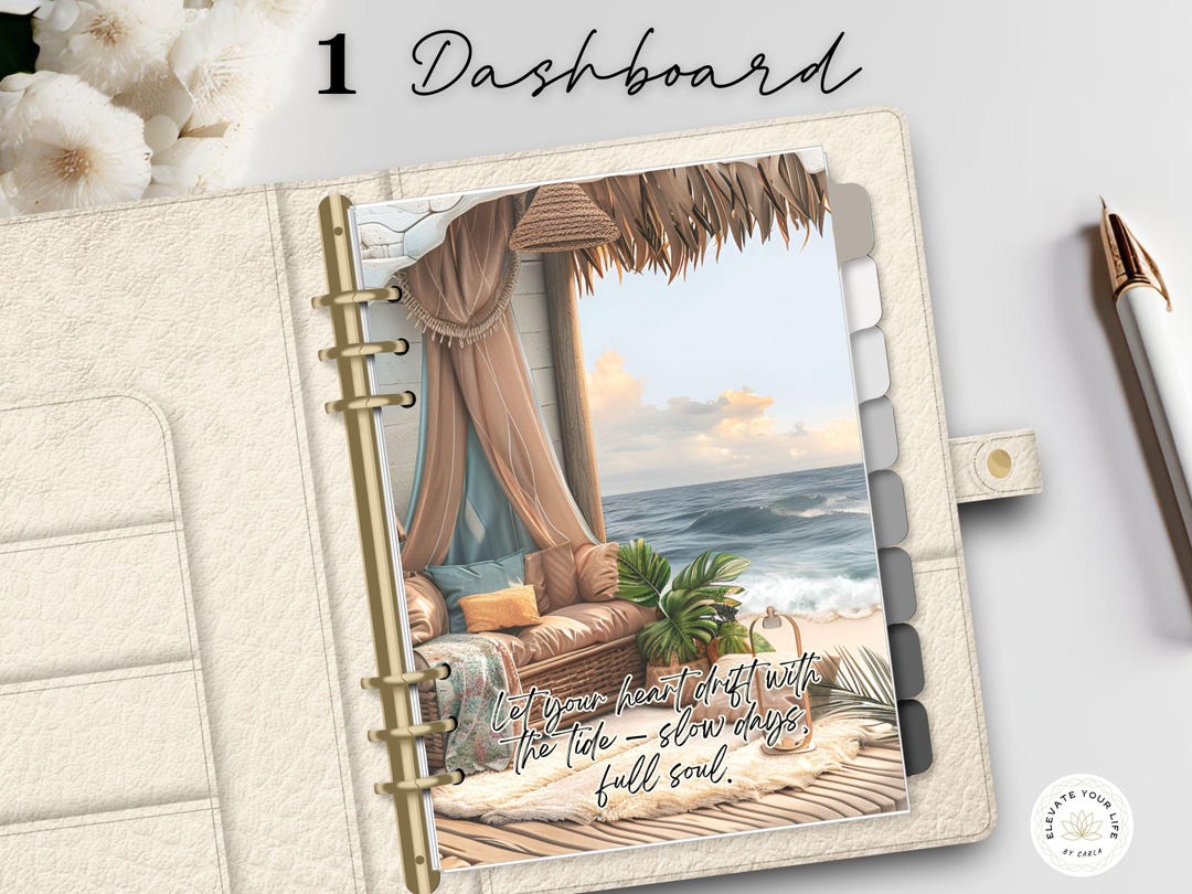 Summer Motivational Planner Dashboard Printable | Coastal Vibes Quote ...