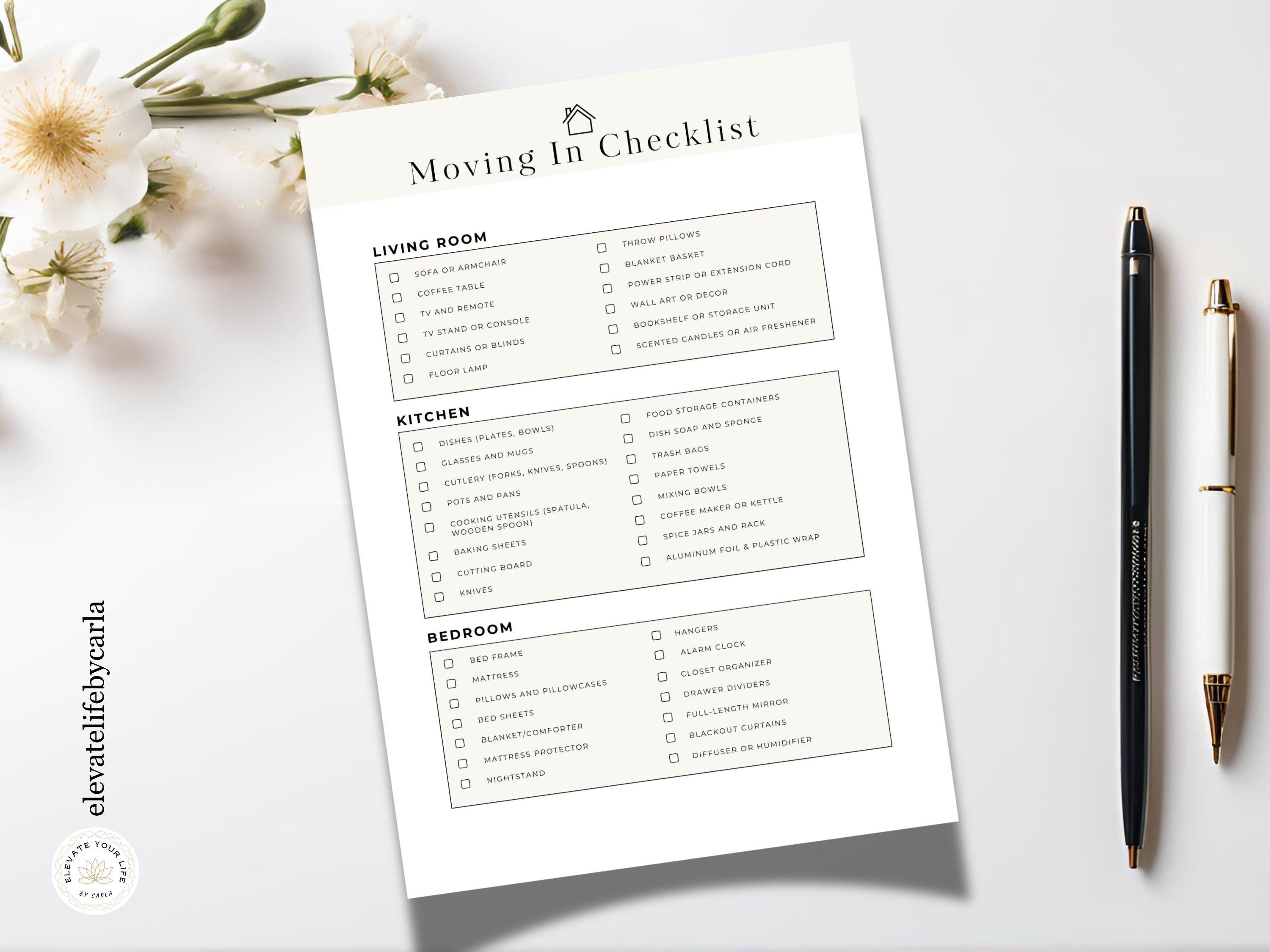 Moving Checklist Printable | New Home Essentials List | First Apartment ...
