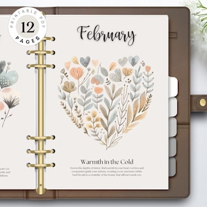 Divisores de planificador mensual boho con citas motivacionales, insertos de planificador con corazones para imprimir, tablero de planificador muy lindo en formato PDF para descargar