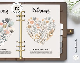 Boho Monthly Planner Dividers with Motivational Quotes, Hearts Planner Inserts Printable, Very Cutesy Planner Dashboard PDF Download