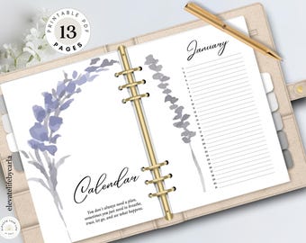 Floral Perpetual Calendar Printable - Undated Monthly Planner Inserts - Birthday List PDF - Digital Download