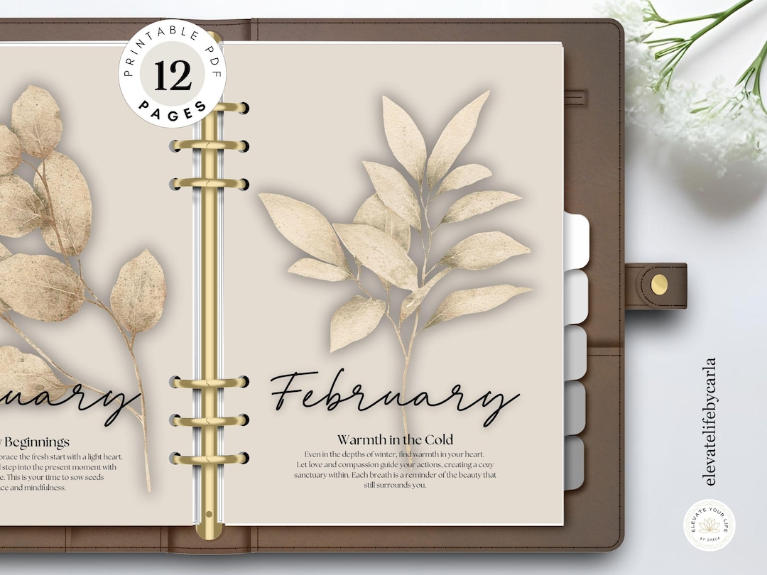 Aesthetic Monthly Planner Dividers - Printable Botanical Dashboard Set ...