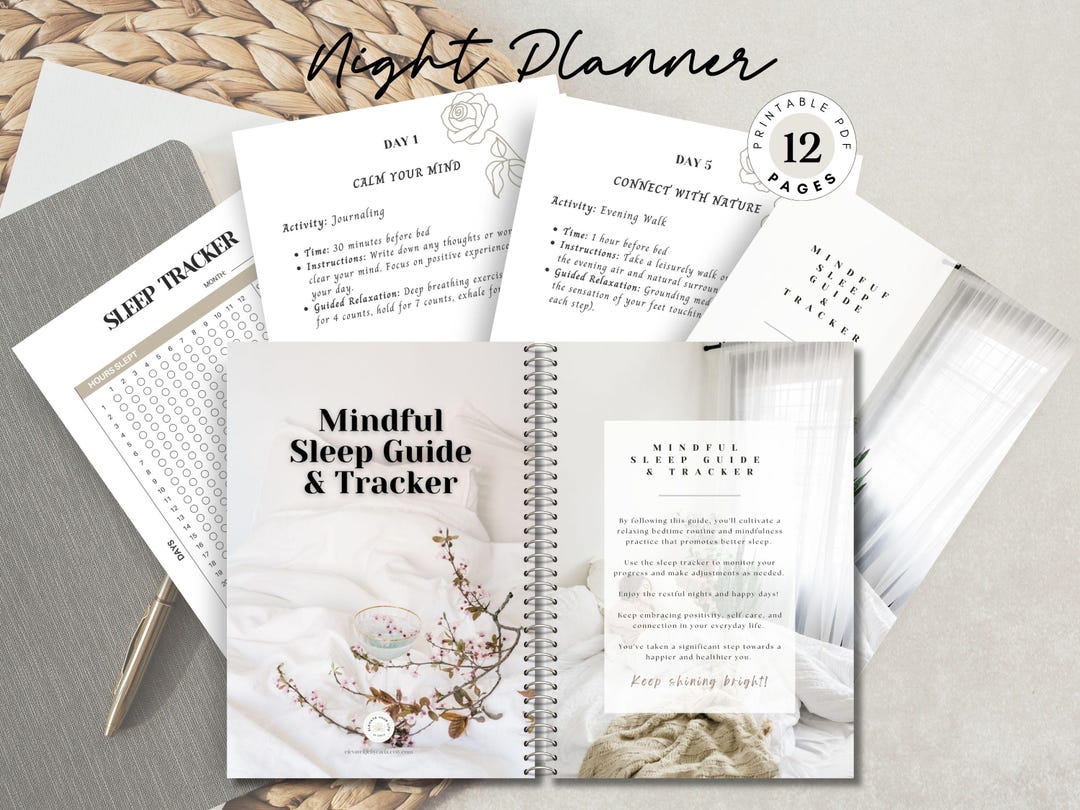Sleep Tracker Printable, Night Routine Planner, Self Care Journal, 7 ...