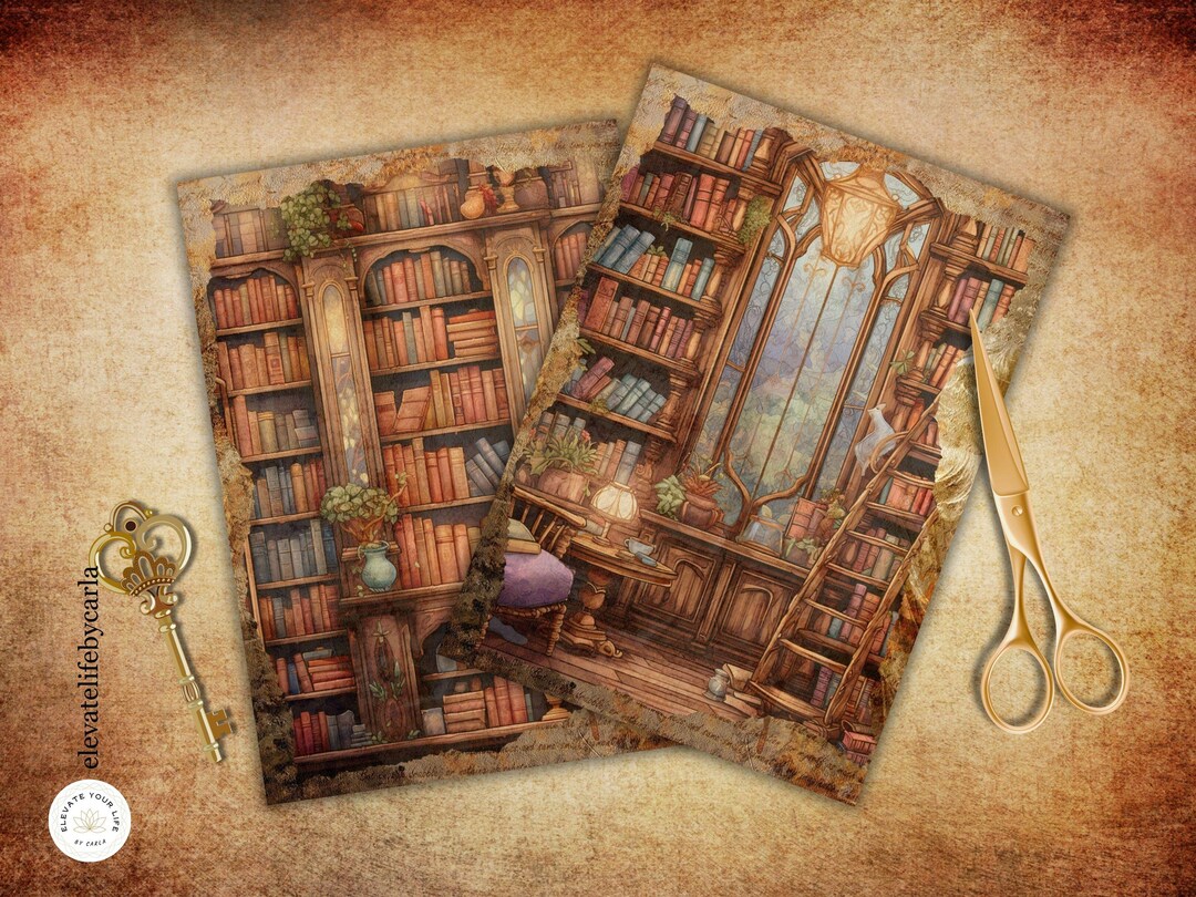 Victorian Library Junk Journal Pages: Vintage Books Ephemera Printable ...