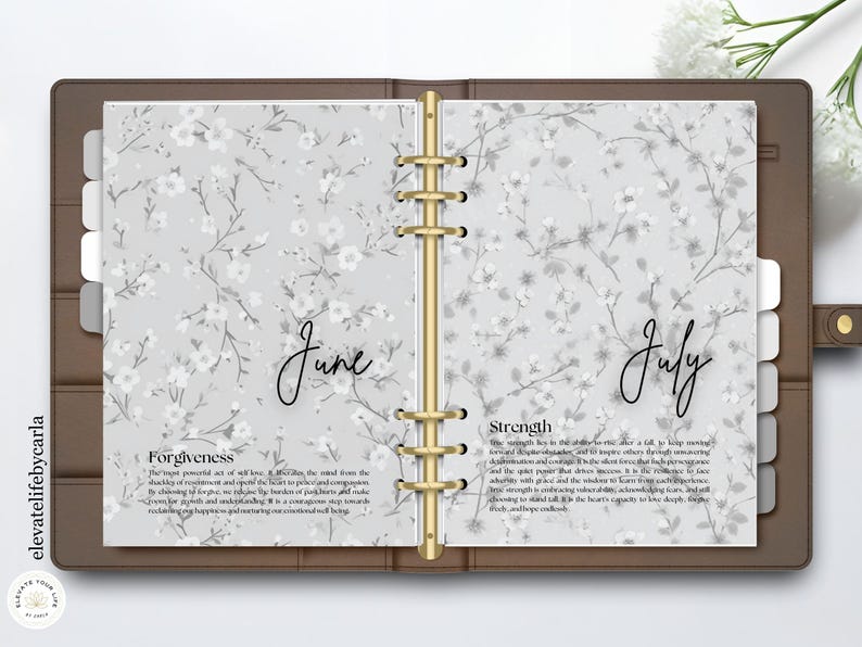 Elegant Monthly Dividers & Planner Inserts - Floral Journal Dashboard ...