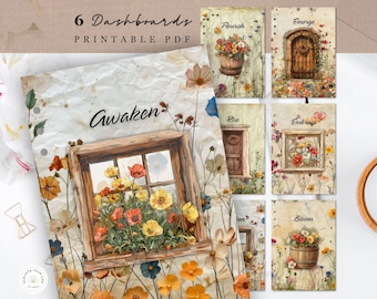 Rustic Spring Floral Planner Dashboards | Cottagecore Journal Inserts (Digital PDF Download)