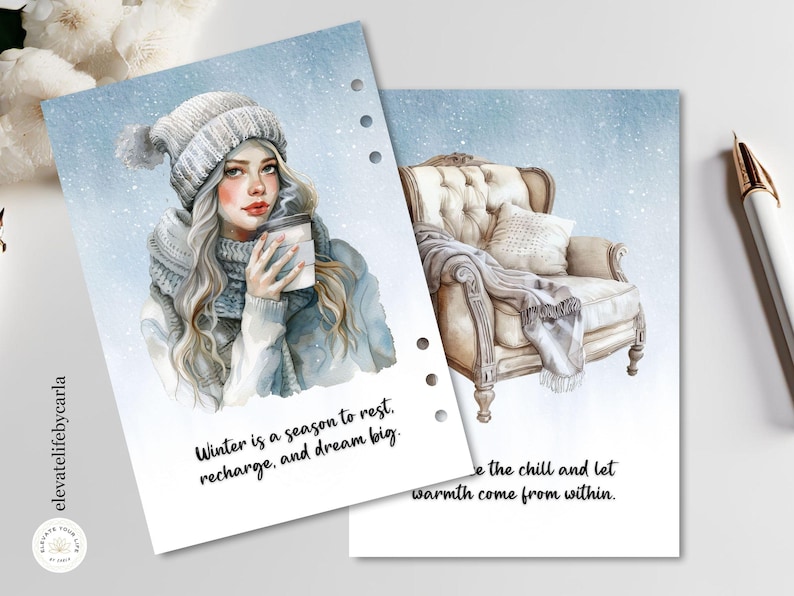 Cute Blue Planner Dashboard Printable, Winter Journal Dividers With ...