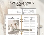 Minimalist Home Cleaning Planner Printable Set, Cleaning Checklist, Weekly Cleaning Schedule, Home Management Binder PDF Digital Download