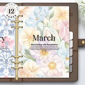 Floral Planer Einsätze Divider Printable | Blossom Monatsplaner Dashboard | A4, A5, USLetter, Half Letter, Personal, HPClassic