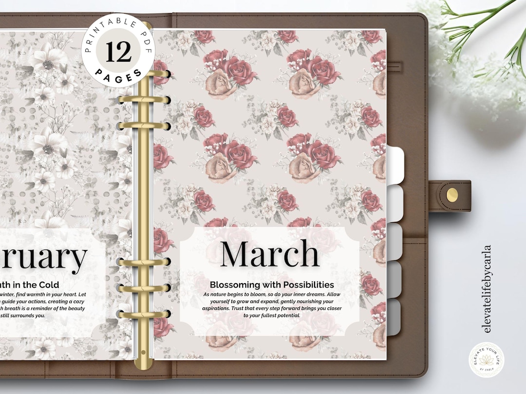 Floral Planner Dividers - Vintage Botanical Monthly Dashboard Printable ...