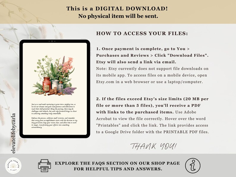 Elegant spring cover pages with botanical elements, printable journal dividers to inspire daily planning and reflection.