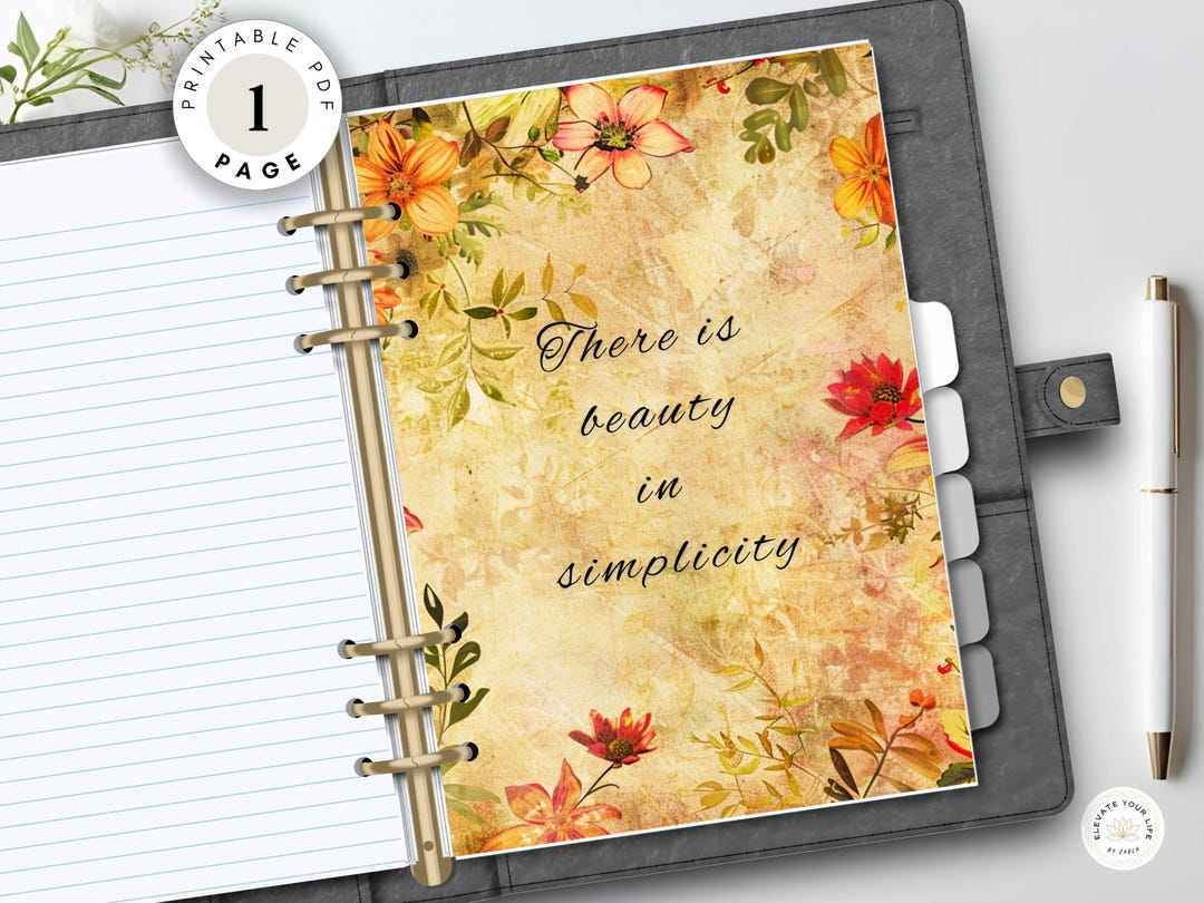 Floral Planner Dashboard Printable, Vintage Journal Cover, Aesthetic ...