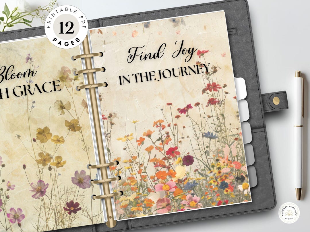 Wildflowers Planner Dashboard Printable , Spring Journal Dividers ...