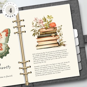 Botanical Planner Dashboard Printable, Spring Journal Dividers mit Inspirational Zitate, A5 Cover Page Inserts, Personal Size