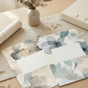 Druckbares Set mit floralen Ordnerdeckeln und -rücken – Ästhetisches Organisationsset für Büro, Schule und Zuhause, digitaler PDF-Download