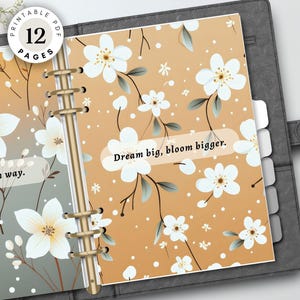 Paneles florales imprimibles - Divisores vintage para planificadores - Portadas botánicas motivacionales - Descarga digital en PDF