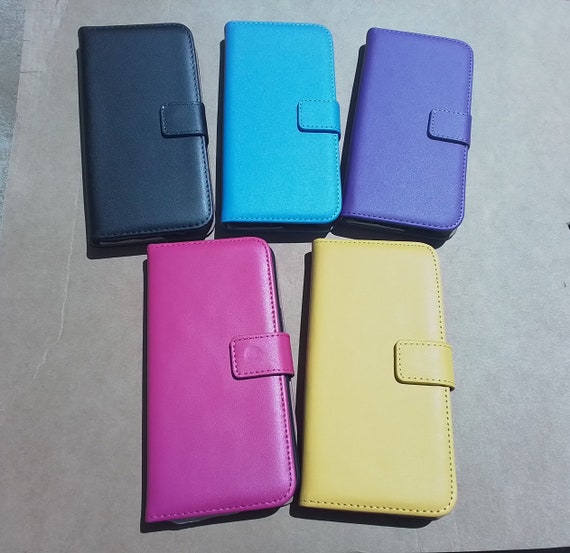Étui Portefeuille Magnétique En Cuir Pour IPhone 12 Mini à 15 - Noir, Violet Ou Bleu - Neuf