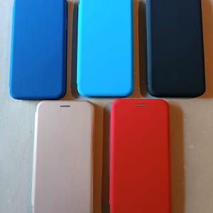 Funda con tapa para iPhone 11 X XS 7 8 6s SE 2020 2022, Samsung J3 2017 Magnética sin cierre funda protectora celular Azul Turquesa Rojo Rosa