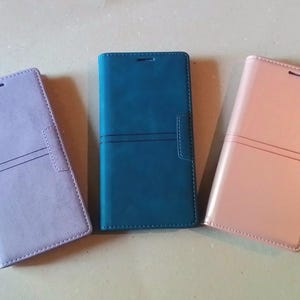 Schlanke Flip-Case für Samsung Galaxy A12 A13 A14 A15 A16 A25 A34 A35 A52 A52s A53 A54 A55 4G 5G magnetische Flip-Cover lila lila schwarz