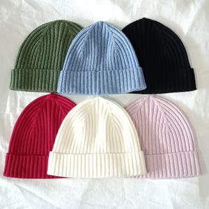 Bonnet d'hiver en laine mérinos, très chaud, convient à la plupart des adultes, noir vert bleu rouge violet gris crème rose